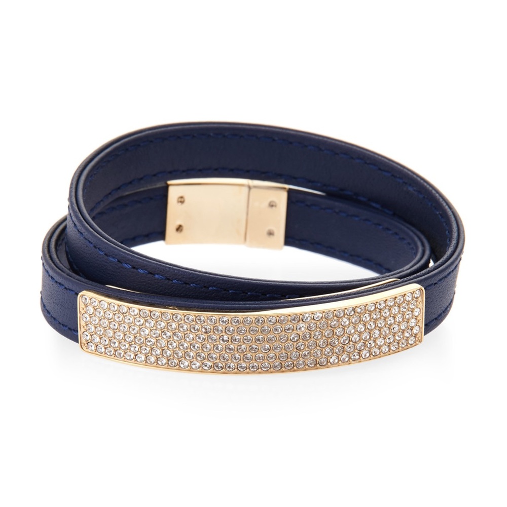 Swarovski Crystal Vio Leather Wrap Bracelet